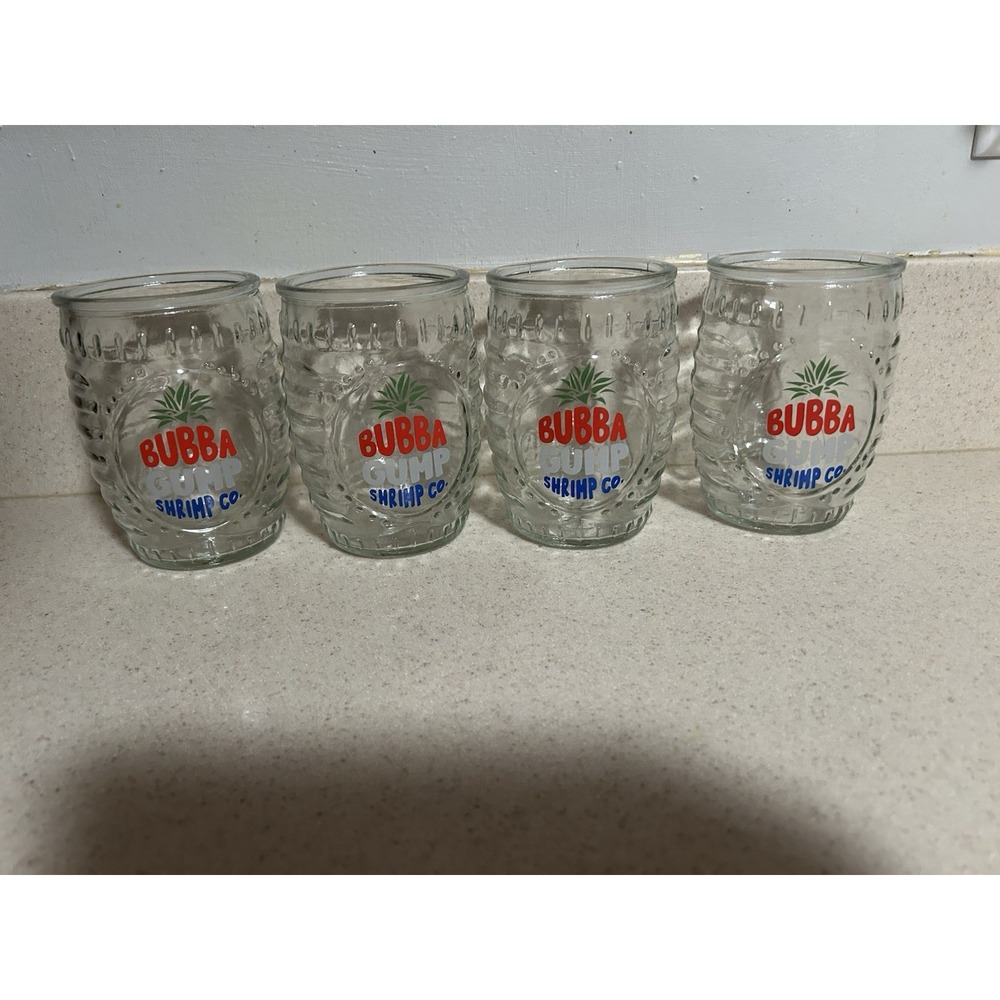 Bubba Gump Shrimp Co Hawaiian Luau Tiki Drinking Glass 16oz Souvenir Cup Lot 4